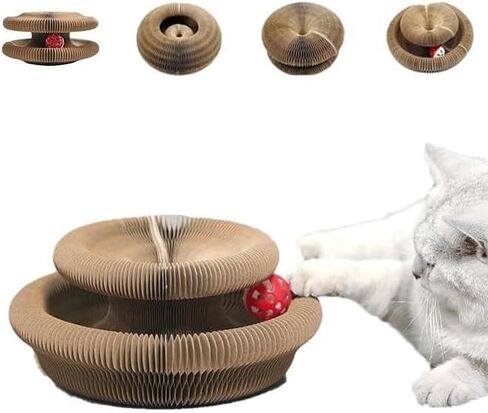 Kitty Kurlz - Kitty Kurlz Cat Toy, Magic Organ Cat Scratch Board, Foldable Accordion Cat Toy, Interactive Scratch Pad Cat Toy with Toy Bell Ball, Interactive Mental Physical Exercise for Cats (1Pcs) in Saudi Arabia