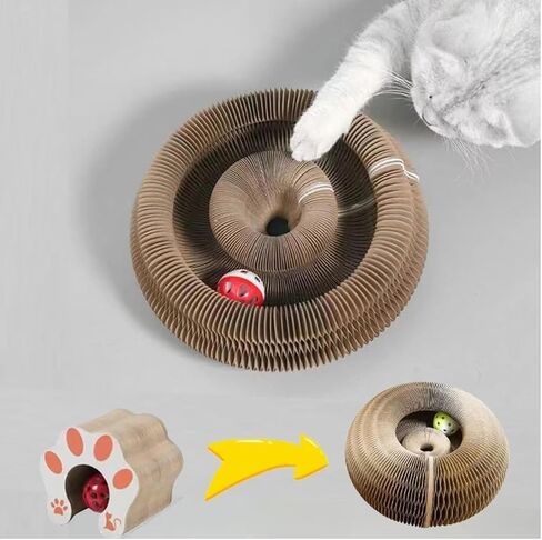 Kitty Kurlz - Kitty Kurlz Cat Toy, Magic Organ Cat Scratch Board, Foldable Accordion Cat Toy, Interactive Scratch Pad Cat Toy with Toy Bell Ball, Interactive Mental Physical Exercise for Cats (1Pcs) in Saudi Arabia
