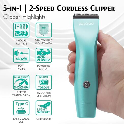 ماكينة قص لاسلكية 5 في 1 من Hornet Teal - ماكينة قص قوية ومتعددة الاستخدامات للعناية بالكلاب - ماكينة قص أنيقة للكلاب - مثالية لقص الشعر الاحترافي وتصفيف الكلاب in Kuwait