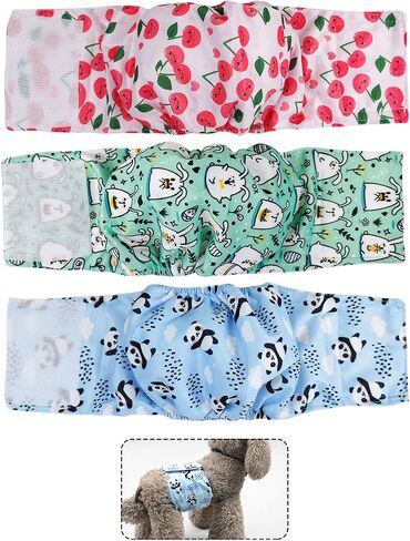 FuninCrea 3 Pack Washable Belly Band for Male Dogs, Reusable Male Dog Diapers High Absorbing Male Dog Wraps Cute Pattern Durable Male Dog Belly Bands for Incontinence Training (Small) in Saudi Arabia