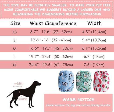 FuninCrea 3 Pack Washable Belly Band for Male Dogs, Reusable Male Dog Diapers High Absorbing Male Dog Wraps Cute Pattern Durable Male Dog Belly Bands for Incontinence Training (Small) in Saudi Arabia
