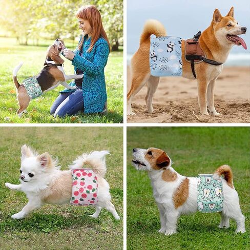 FuninCrea 3 Pack Washable Belly Band for Male Dogs, Reusable Male Dog Diapers High Absorbing Male Dog Wraps Cute Pattern Durable Male Dog Belly Bands for Incontinence Training (Small) in Saudi Arabia