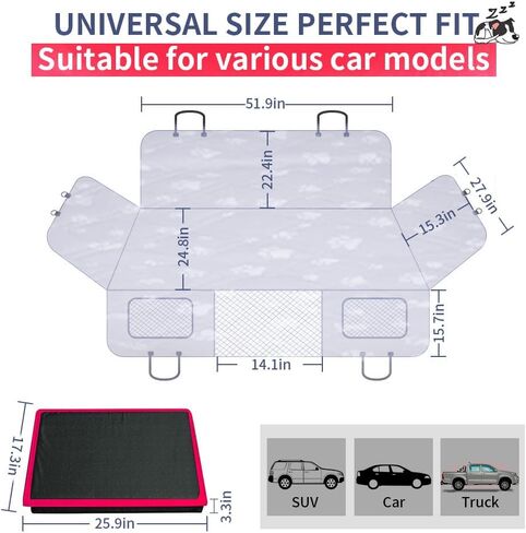Dog Car Seat Cover for Back Seat Hard Bottom Heavy Seat Extender for Dogs, Dog Hammock for Car Travel Bed, Non Inflatable Car Bed Mattress for Car SUV Truck in Saudi Arabia