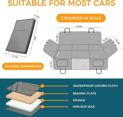 Dog Car Seat Cover for Back Seat Hard Bottom Heavy Seat Extender for Dogs, Dog Hammock for Car Travel Bed, Non Inflatable Car Bed Mattress for Car SUV Truck in Saudi Arabia