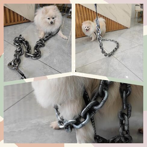 1pcs Interesting Dog Chain,Fake Big Dog Chain Leash,Dog Toy,Made of Plastic Material Imitating Iron Chain,Only for Use by Small Dogs,Cats,and Puppies.Interesting Dog Chain:Jiwa Teddy Poodle (Argent) in Saudi Arabia