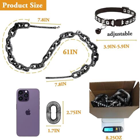 1pcs Interesting Dog Chain,Fake Big Dog Chain Leash,Dog Toy,Made of Plastic Material Imitating Iron Chain,Only for Use by Small Dogs,Cats,and Puppies.Interesting Dog Chain:Jiwa Teddy Poodle (Argent) in Saudi Arabia