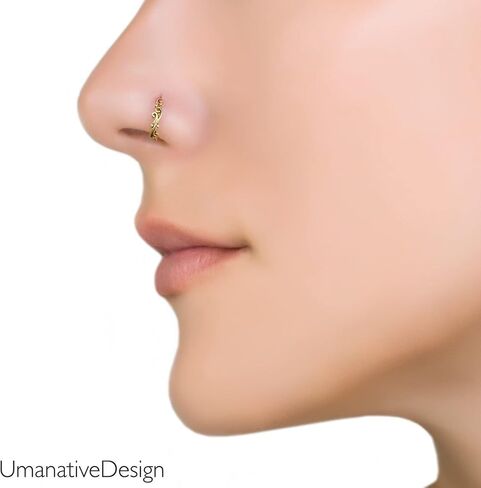 Indian Clicker Nose Ring Hoop, Unique Designer Nose Ring, Handmade Piercing Jewelry (Sterling Silver) in Saudi Arabia