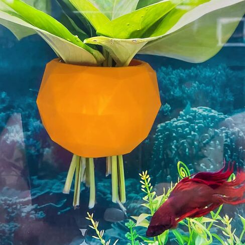 Hanging Plant Holder, Aquarium Plant Holder, Aquarium Plant Pots with Suction Cups for Fish Tank Aquaponic Plant Cultivation, and Aquascape Decorations (Orange) in Saudi Arabia