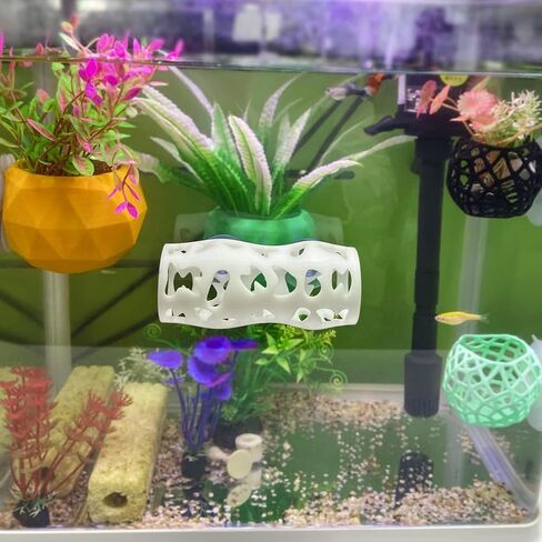Hanging Plant Holder, Aquarium Plant Holder, Aquarium Plant Pots with Suction Cups for Fish Tank Aquaponic Plant Cultivation, and Aquascape Decorations (Orange) in Saudi Arabia
