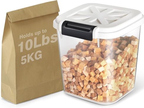 10Lbs/5kg/5.3qt Airtight Dog food storage container with lids,Dog Treat Container With Measuring cup,Dry Pet Food storage bin for Dogs,Cats,and Birds in Saudi Arabia