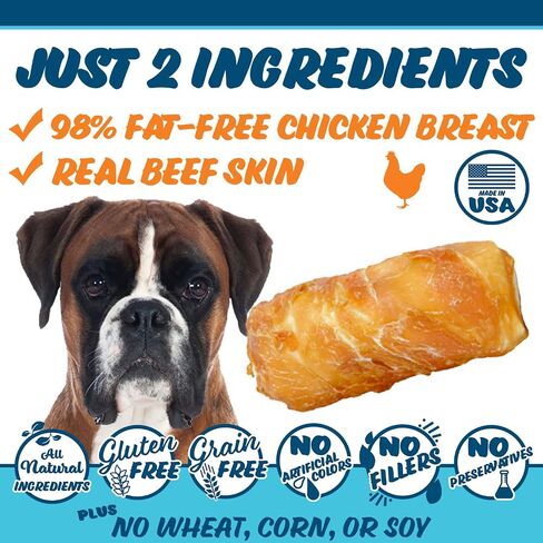 Texas Pet Company Chicken On A Stick Crunchy & Chewy Chicken Jerky Wrapped Rawhides for Dogs, Made in USA 2 in 1 Dog Treats for Small Dogs to Medium Dogs, Medium 35 Ct in Saudi Arabia