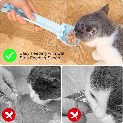 Cat Strip Feeder, Cat Strip Squeeze Spoon Cat Treat Feeding Spoon Multifunctional Pet Spoon for Lickable Wet Cat Treats Pet Liquid Snack Feeding(4 Pcs) in Kuwait
