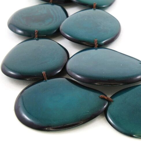 Teal Green Statement Necklace Set made of Tagua Nut, Double Layer Ethnic Artisan Jewelry for Women in Saudi Arabia