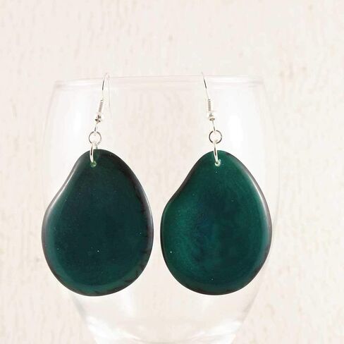 Teal Green Statement Necklace Set made of Tagua Nut, Double Layer Ethnic Artisan Jewelry for Women in Saudi Arabia
