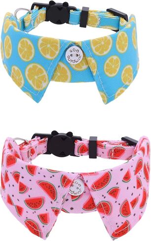 Campsis 2 Pack Breakaway Cat Collars Furit Pattern Cat Collar Safety Adjustable Flower Kitten Collar with Removable for Boy Cats and Girl Cats (Fruits pattern) in Saudi Arabia
