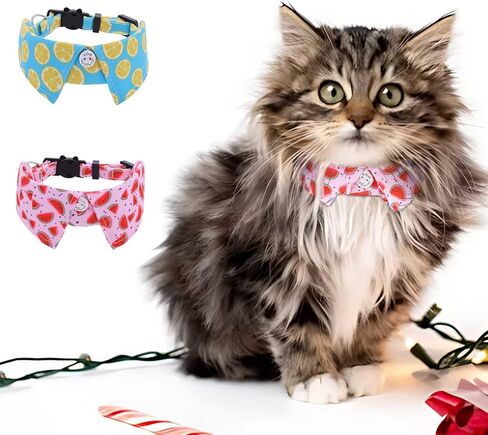 Campsis 2 Pack Breakaway Cat Collars Furit Pattern Cat Collar Safety Adjustable Flower Kitten Collar with Removable for Boy Cats and Girl Cats (Fruits pattern) in Saudi Arabia