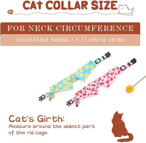 Campsis 2 Pack Breakaway Cat Collars Furit Pattern Cat Collar Safety Adjustable Flower Kitten Collar with Removable for Boy Cats and Girl Cats (Fruits pattern) in Saudi Arabia