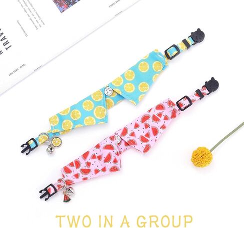 Campsis 2 Pack Breakaway Cat Collars Furit Pattern Cat Collar Safety Adjustable Flower Kitten Collar with Removable for Boy Cats and Girl Cats (Fruits pattern) in Saudi Arabia