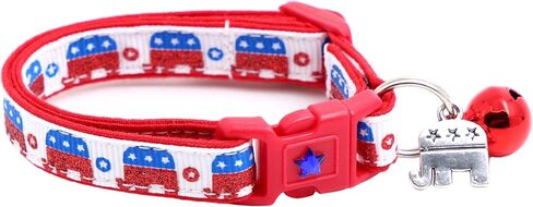 American Political Party Cat Collar with Bell & Charm | Safety Breakaway Collar | Adjustable Large Size or Kitten Collar… (Republican, Small(10lbs & Less)) in Saudi Arabia
