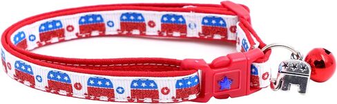 American Political Party Cat Collar with Bell & Charm | Safety Breakaway Collar | Adjustable Large Size or Kitten Collar… (Republican, Small(10lbs & Less)) in Saudi Arabia