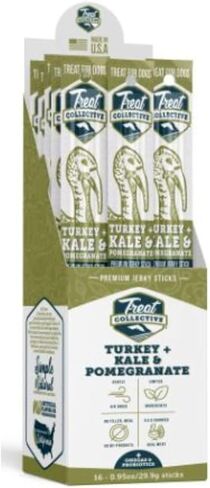 Turkey + Kale & Pomegranate Single Jerky Sticks |All Natural | Grain Free| No Meals, Fillers, or Byproducts | (16 Pack) in Saudi Arabia