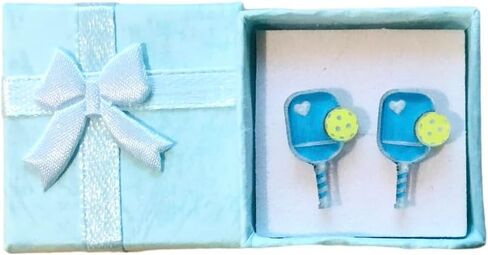 Pickleball Earrings, Handcrafted Studs (LIGHT BLUE) in Saudi Arabia