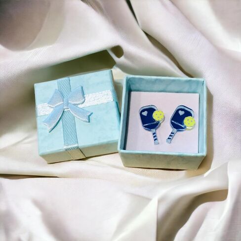 Pickleball Earrings, Handcrafted Studs (LIGHT BLUE) in Saudi Arabia