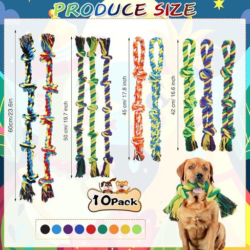 10 عبوات من ألعاب حبل الكلاب شديدة التحمل، ألعاب مضغ للكلاب كبيرة الحجم للمضغ العدواني، ألعاب حبل للكلاب غير قابلة للتدمير لتنظيف أسنان الكلاب الكبيرة، ألعاب مضغ للكلاب المتوسطة والكبيرة، تنظيف أسنان الكلاب in Kuwait