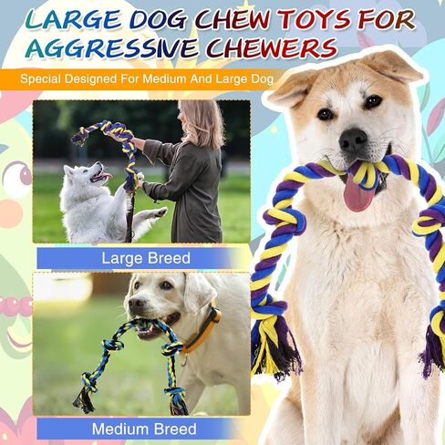 10 عبوات من ألعاب حبل الكلاب شديدة التحمل، ألعاب مضغ للكلاب كبيرة الحجم للمضغ العدواني، ألعاب حبل للكلاب غير قابلة للتدمير لتنظيف أسنان الكلاب الكبيرة، ألعاب مضغ للكلاب المتوسطة والكبيرة، تنظيف أسنان الكلاب in Kuwait
