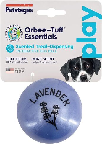 Planet Dog Orbee-Tuff Essentials Lavender Scented Interactive Dog Ball Treat Dispenser Toy, Purple in Saudi Arabia