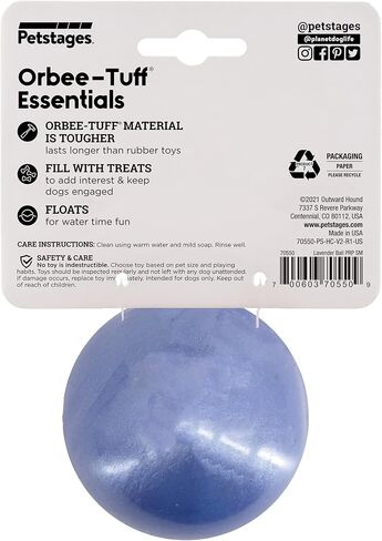 Planet Dog Orbee-Tuff Essentials Lavender Scented Interactive Dog Ball Treat Dispenser Toy, Purple in Saudi Arabia
