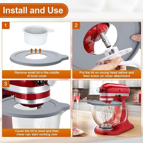 أغطية وعاء الخلاط، لخلاطات حامل رأس مائل سعة 5 لتر من KitchenAid، أغطية غطاء وعاء الخلاط لمنع المكونات من الانسكاب، متوافقة مع 5KSM125، KSM150، RRK150، K45 in Kuwait