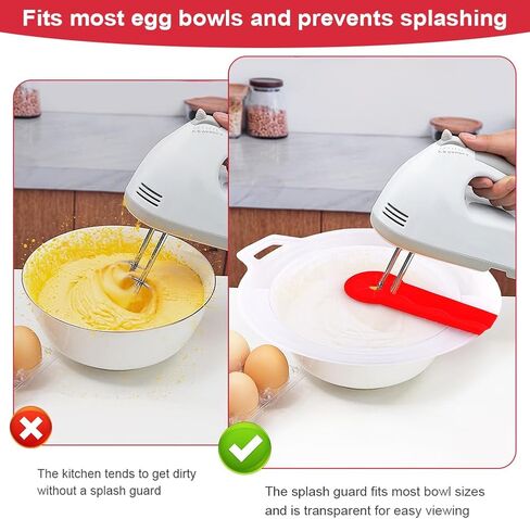 12 Inch Hand Mixer Splatter Guard,Silicone Mixing Bowl Splatter Screen Guard Mixer Splatter Guard Silicone Splatter Cover for Eg-g Bowl Whisks Cover Whisk Cooking Splash Cover in Saudi Arabia