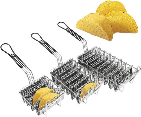 SOTECH Tortilla Fry Basket Kitchen Fried Cooking Taco French Fries Basket for Deep Fat Fryer Squarec Basket Stainless Steel (4 Grid) in Saudi Arabia