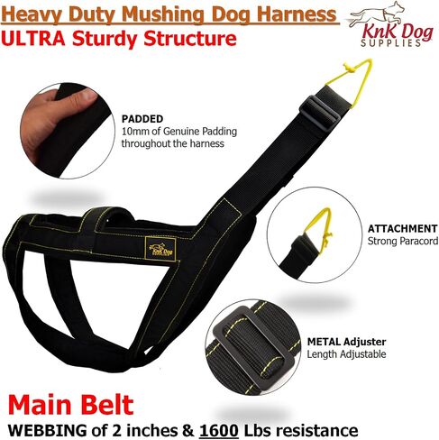 Mushing Harness for Dogs Great Dog Sports as Bike Urban canicross Pulling bikejoring Biking Skiing Resistance Sporting (Yellow, Large) in Saudi Arabia