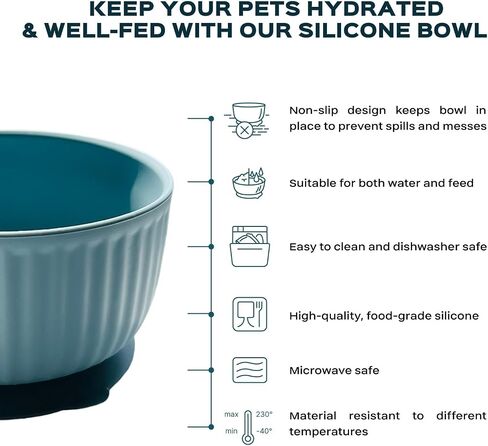 Cat Bowls with Suction Cup 13 Oz — Elevated Silicone Pet Dish with Non-Slip Bottom for Dry Food, Wet Food and Water (Salad) in Saudi Arabia