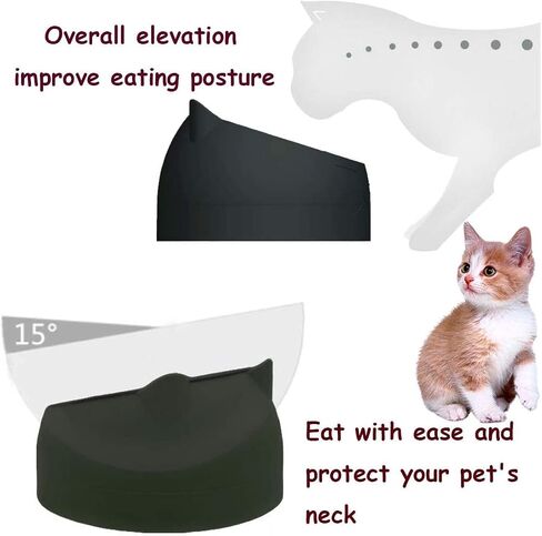 PINVNBY 4PCS Raised Cat Bowl Tilted 15° Slanted Elevated Bulldog Feeder Non-Spill Dog Kitten Food Dish Anti-Slip Detachable Pet Stainless Steel Slope Base for Small Pets (13.5oz/400ML Black+White) in Saudi Arabia