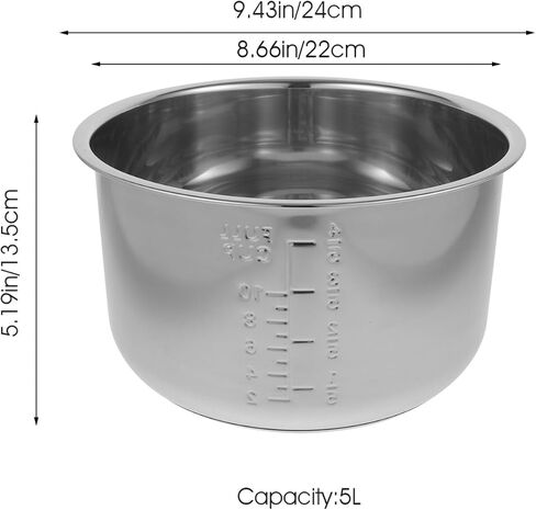 Lurrose Rice Cooker Liner Stainless Rice Cooker Replace Inner Pressure Cooker Liner Cooking Pot Inner for Kitchen 5L in Saudi Arabia