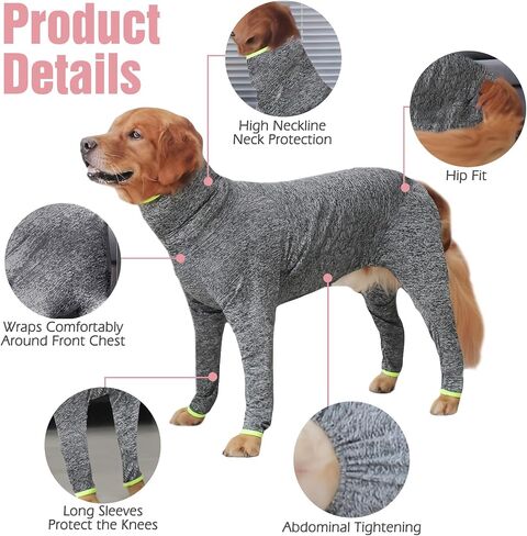 kathson Dog Recovery Suit,Comfortable & Breathable Dog Surgery Recovery Suit After Surgery, Anti-Licking Dog Onesie for Female Male Dogs,Substitute E-Collar & Cone(Grey), 9XL in Saudi Arabia