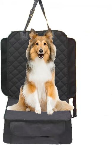 Car Front Seat Cover for Dog, Water Proof and Anti-Slip, Protect Front Seat from Scratches Scuffs Shedding Mud and Easy Washing Cleaning, Pet Supplies- Black in Kuwait