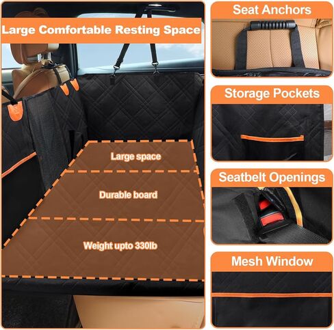 Back Seat Extender for Dogs, Dog Car Seat Cover for Back Seat with Hard Bottom Protector for Pet, Car, Truck, SUV in Kuwait