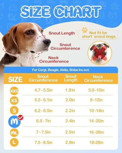 كمامة بيست اب للكلاب متوسطة الحجم، كمامات ناعمة مضادة للعض، طوق مضغ ونباح وثلاثة أشرطة عاكسة، تسمح بشرب القماش كمامة قابلة للتعديل للكلاب متوسطة الحجم - مقاس M in Kuwait