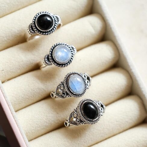 925 Sterling Silver Rainbow Moonstone Crystal Rings, June Birthstone Handmade Statement Ring For Women and Girls, Us Size- 7 Promise Rings For Her in Saudi Arabia