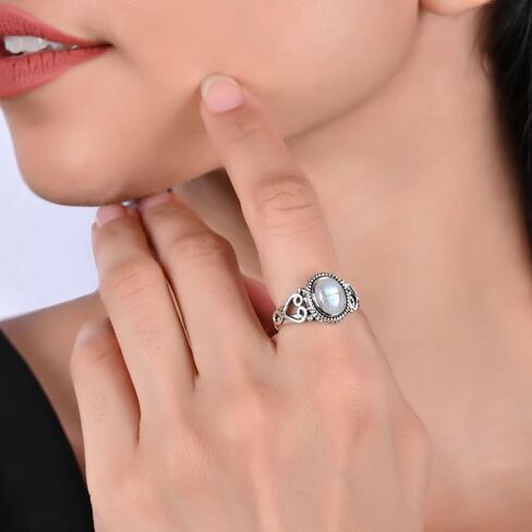 925 Sterling Silver Rainbow Moonstone Crystal Rings, June Birthstone Handmade Statement Ring For Women and Girls, Us Size- 7 Promise Rings For Her in Saudi Arabia