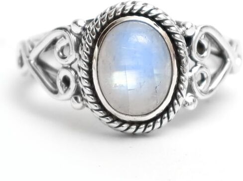 925 Sterling Silver Rainbow Moonstone Crystal Rings, June Birthstone Handmade Statement Ring For Women and Girls, Us Size- 7 Promise Rings For Her in Saudi Arabia