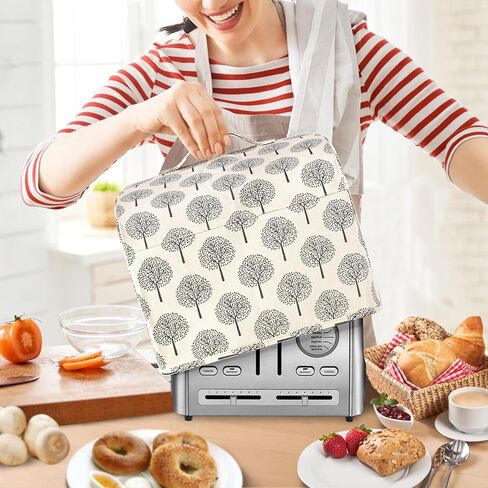 غطاء غبار محمصة الخبز 4 شرائح من YARWO متوافق مع Cuisinart CPT-435P1/CPT-640P1، شاطئ هاميلتون، أوستر، غطاء ماكينة الخبز القطني القابل للمسح يناسب معظم المحامص ذات الفتحات الطويلة ذات 4 شرائح، شجرة in Kuwait