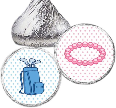 324 .75-inch Putters and Pearls Kiss Stickers - Golf Gender Reveal Party or Twin Baby Shower Labels in Saudi Arabia