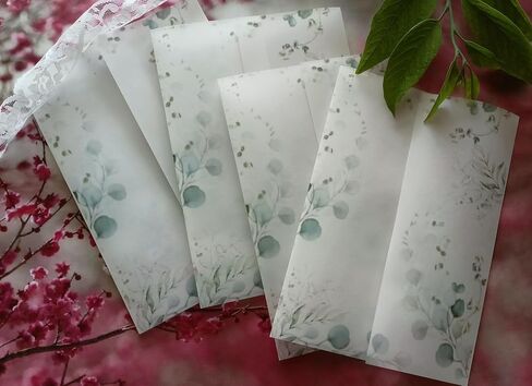 Eucalyptus Greenery Leaves Printed Vellum Jackets for 5x7 Invitations Garden Wedding Invites, Tropical Vellum Wrapper - Pack of 50 Sheets in Saudi Arabia
