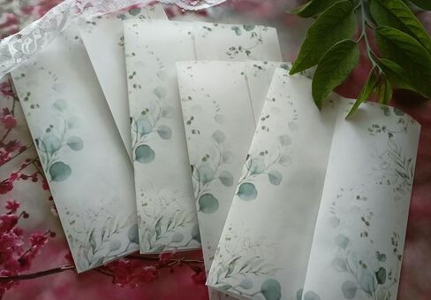 Eucalyptus Greenery Leaves Printed Vellum Jackets for 5x7 Invitations Garden Wedding Invites, Tropical Vellum Wrapper - Pack of 50 Sheets in Saudi Arabia