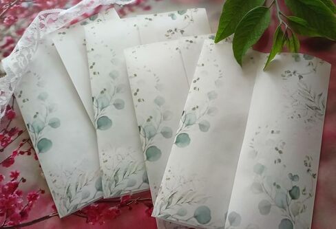 Eucalyptus Greenery Leaves Printed Vellum Jackets for 5x7 Invitations Garden Wedding Invites, Tropical Vellum Wrapper - Pack of 50 Sheets in Saudi Arabia